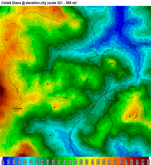 Cefalà Diana elevation map
