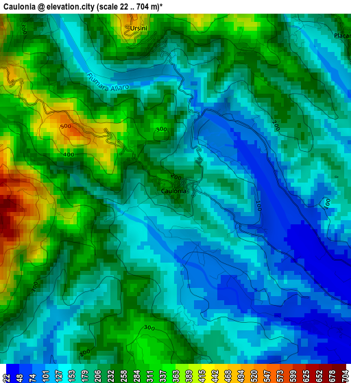 Caulonia elevation map