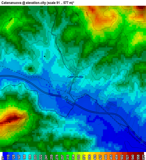 Catenanuova elevation map