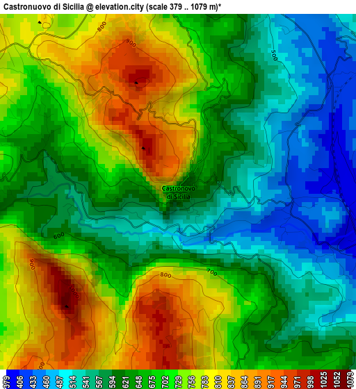 Castronuovo di Sicilia elevation map