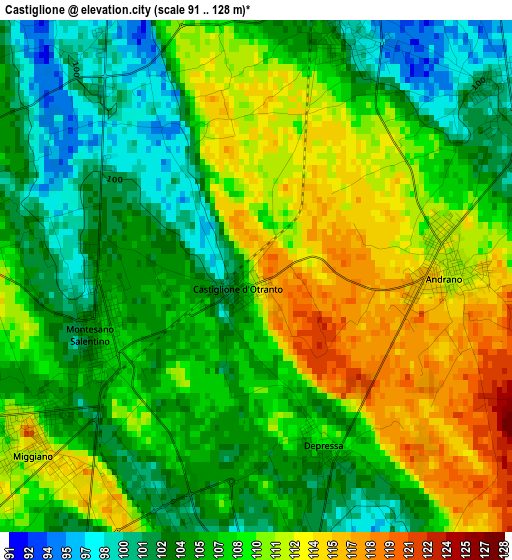 Castiglione elevation map