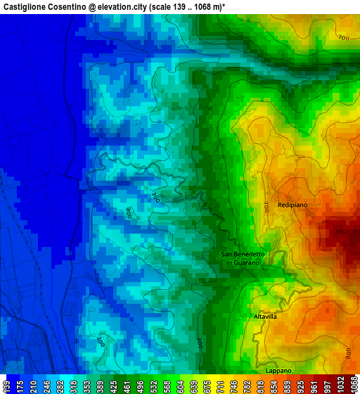 Castiglione Cosentino elevation map