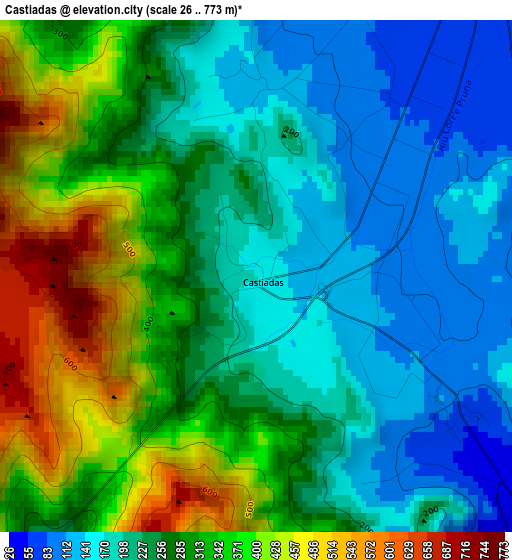 Castiadas elevation map