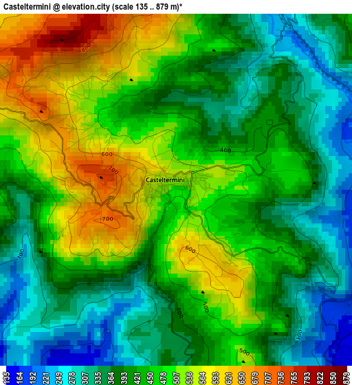 Casteltermini elevation map