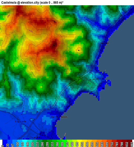 Castelmola elevation map