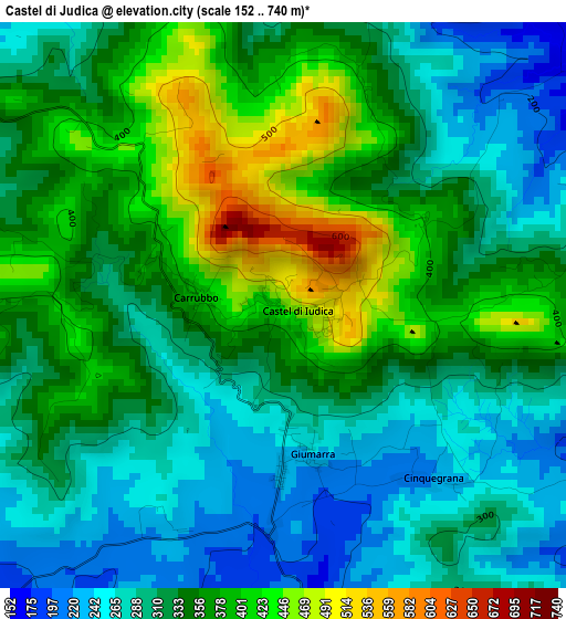 Castel di Judica elevation map