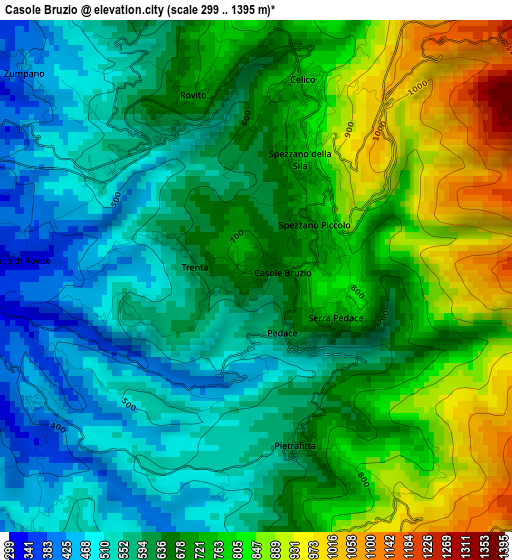 Casole Bruzio elevation map