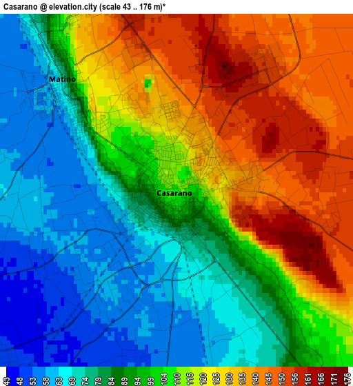 Casarano elevation map