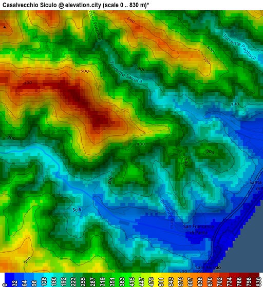 Casalvecchio Siculo elevation map