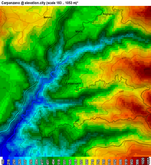 Carpanzano elevation map