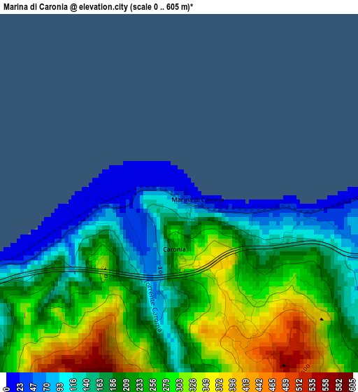 Marina di Caronia elevation map