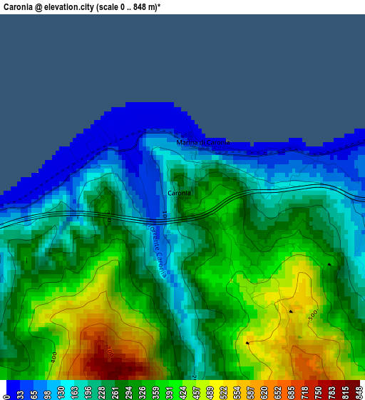 Caronia elevation map