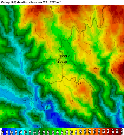 Carlopoli elevation map