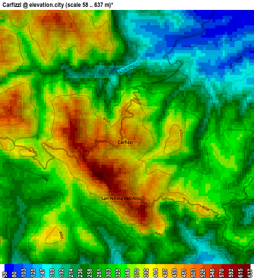 Carfizzi elevation map