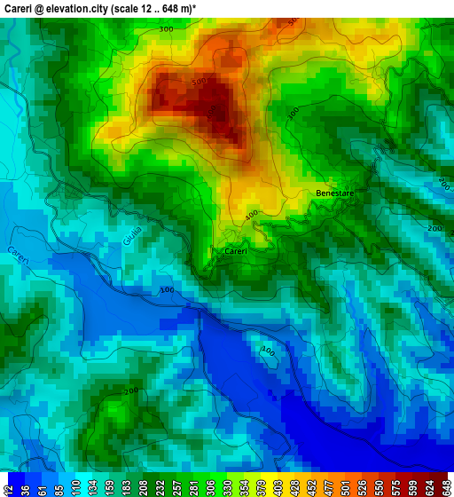 Careri elevation map