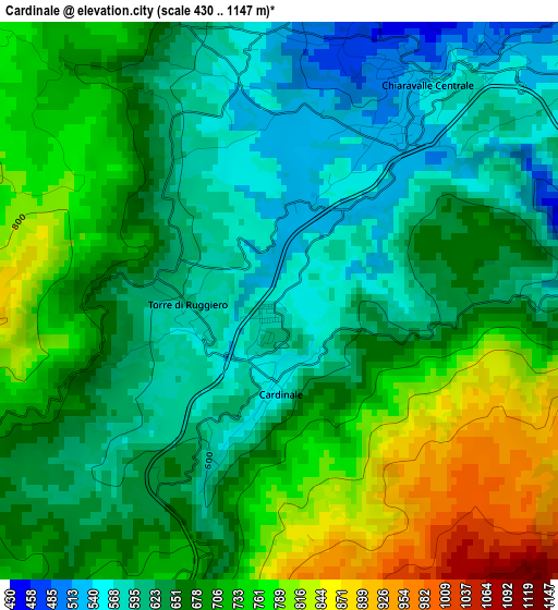 Cardinale elevation map