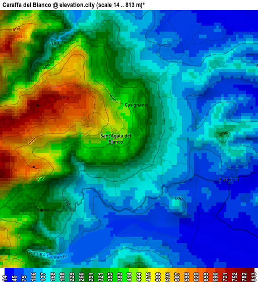 Caraffa del Bianco elevation map