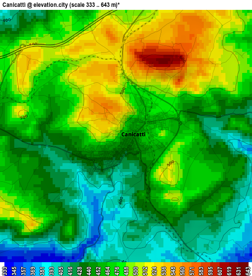 Canicattì elevation map