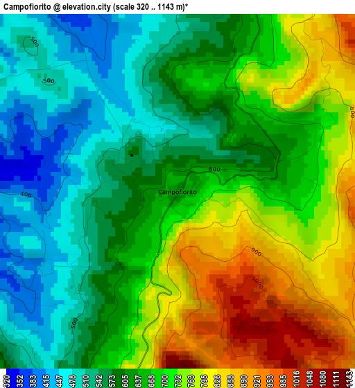 Campofiorito elevation map