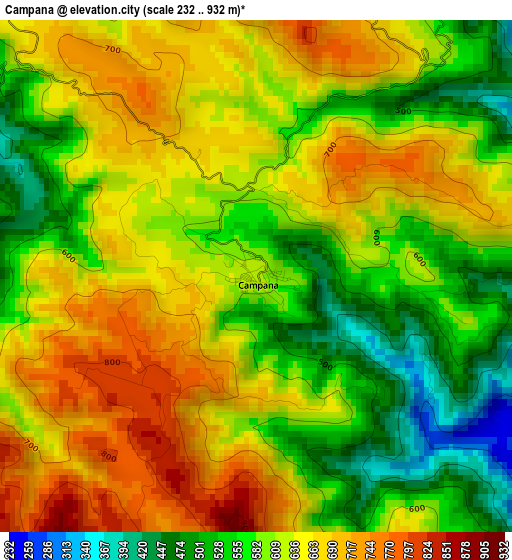 Campana elevation map