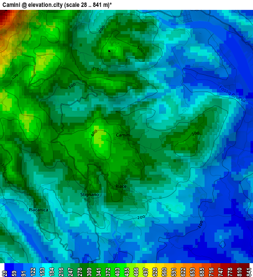 Camini elevation map