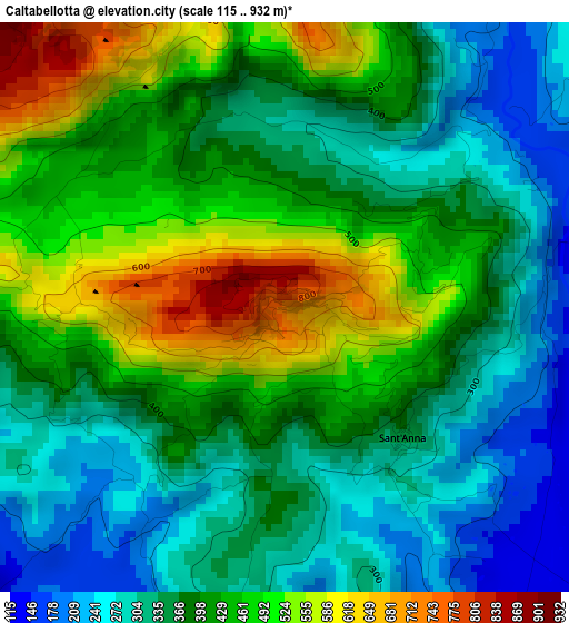 Caltabellotta elevation map