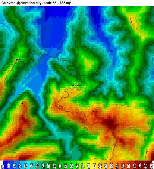 Caloveto elevation map