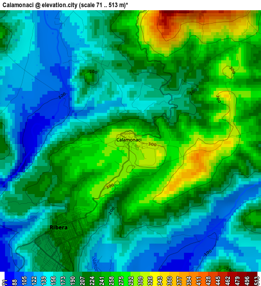 Calamonaci elevation map