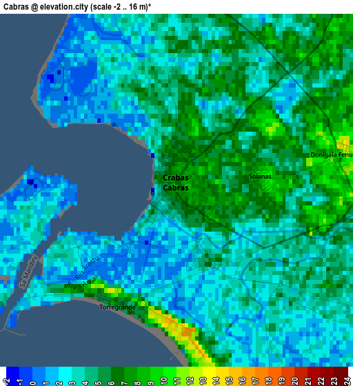 Cabras elevation map