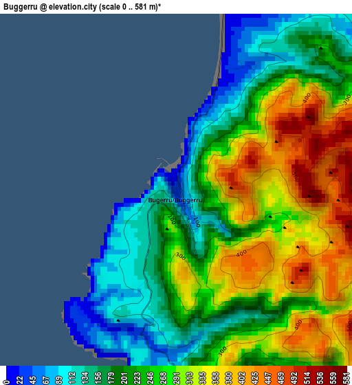 Buggerru elevation map