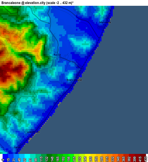 Brancaleone elevation map