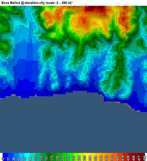 Bova Marina elevation map