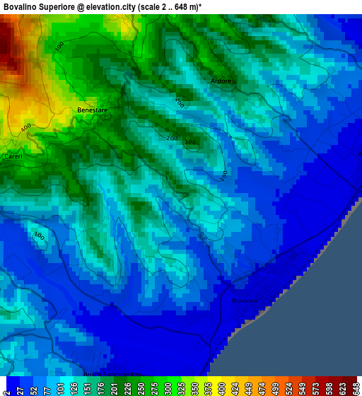 Bovalino Superiore elevation map