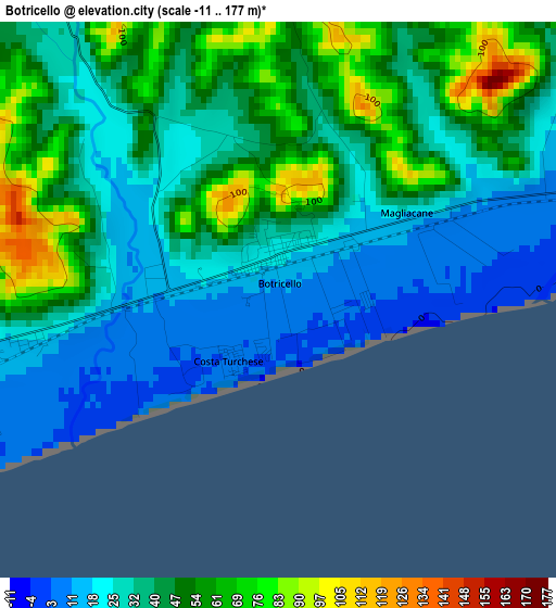 Botricello elevation map