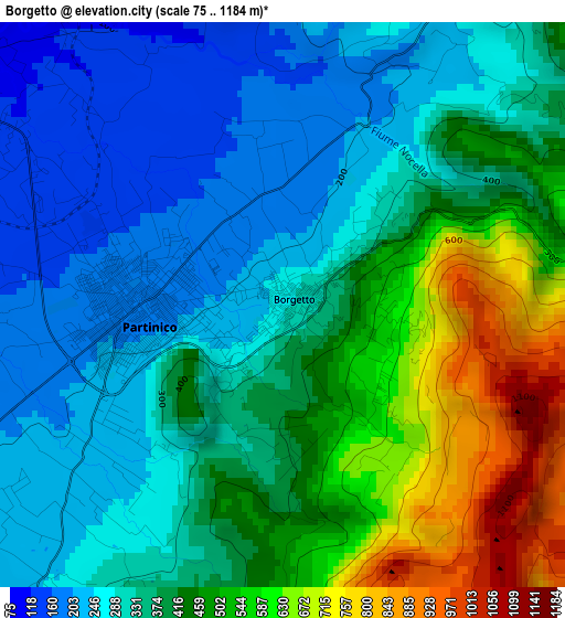 Borgetto elevation map