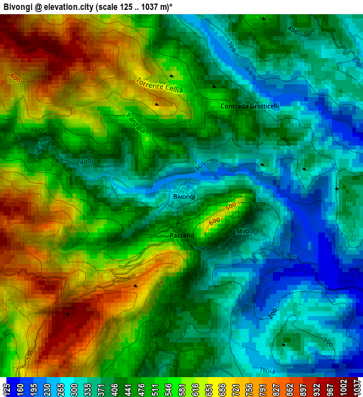 Bivongi elevation map