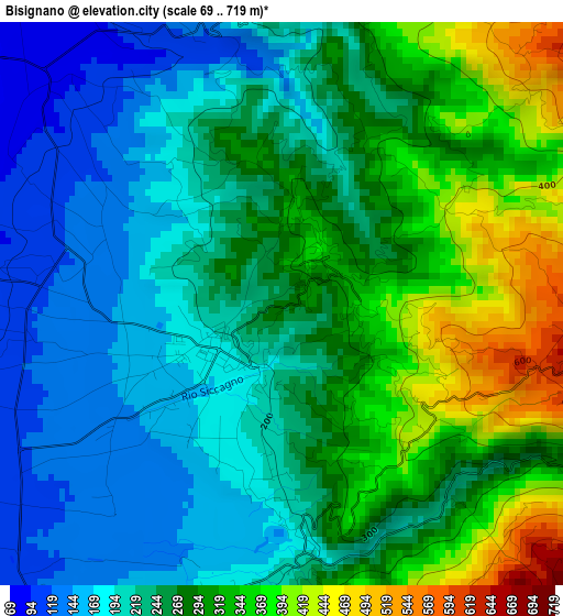 Bisignano elevation map