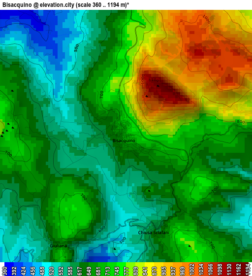 Bisacquino elevation map