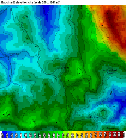 Baucina elevation map