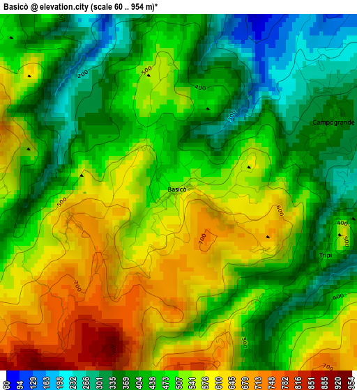 Basicò elevation map