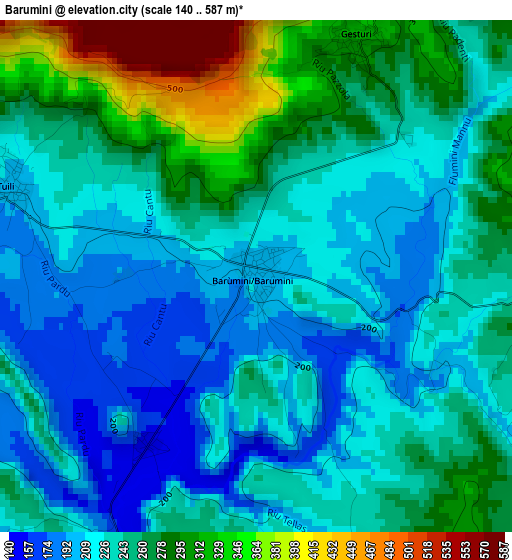 Barumini elevation map