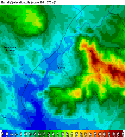 Barrali elevation map