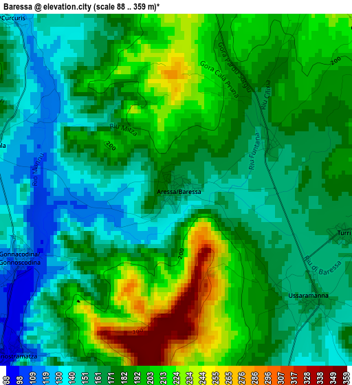 Baressa elevation map