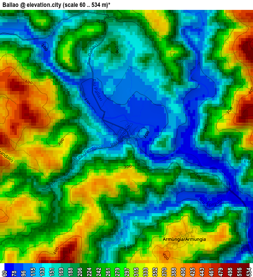 Ballao elevation map