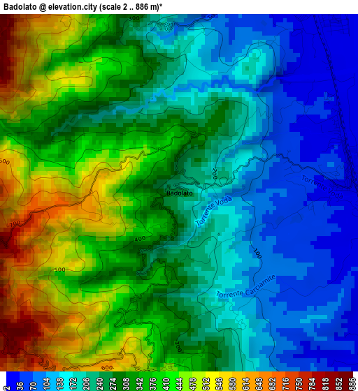 Badolato elevation map