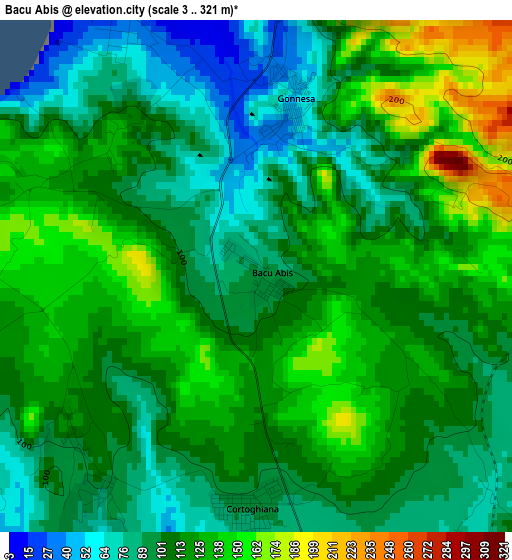 Bacu Abis elevation map