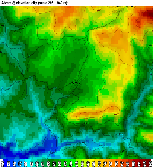 Atzara elevation map