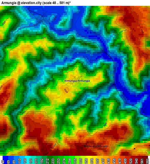 Armungia elevation map