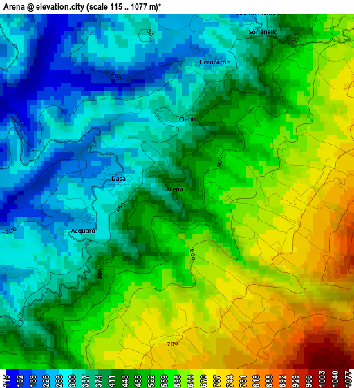 Arena elevation map