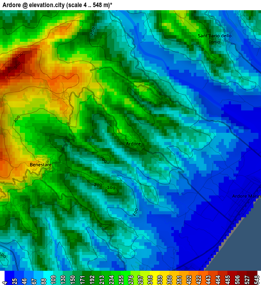 Ardore elevation map